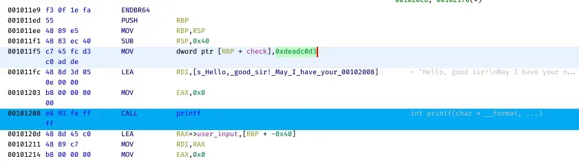 Ghidra: check variable
